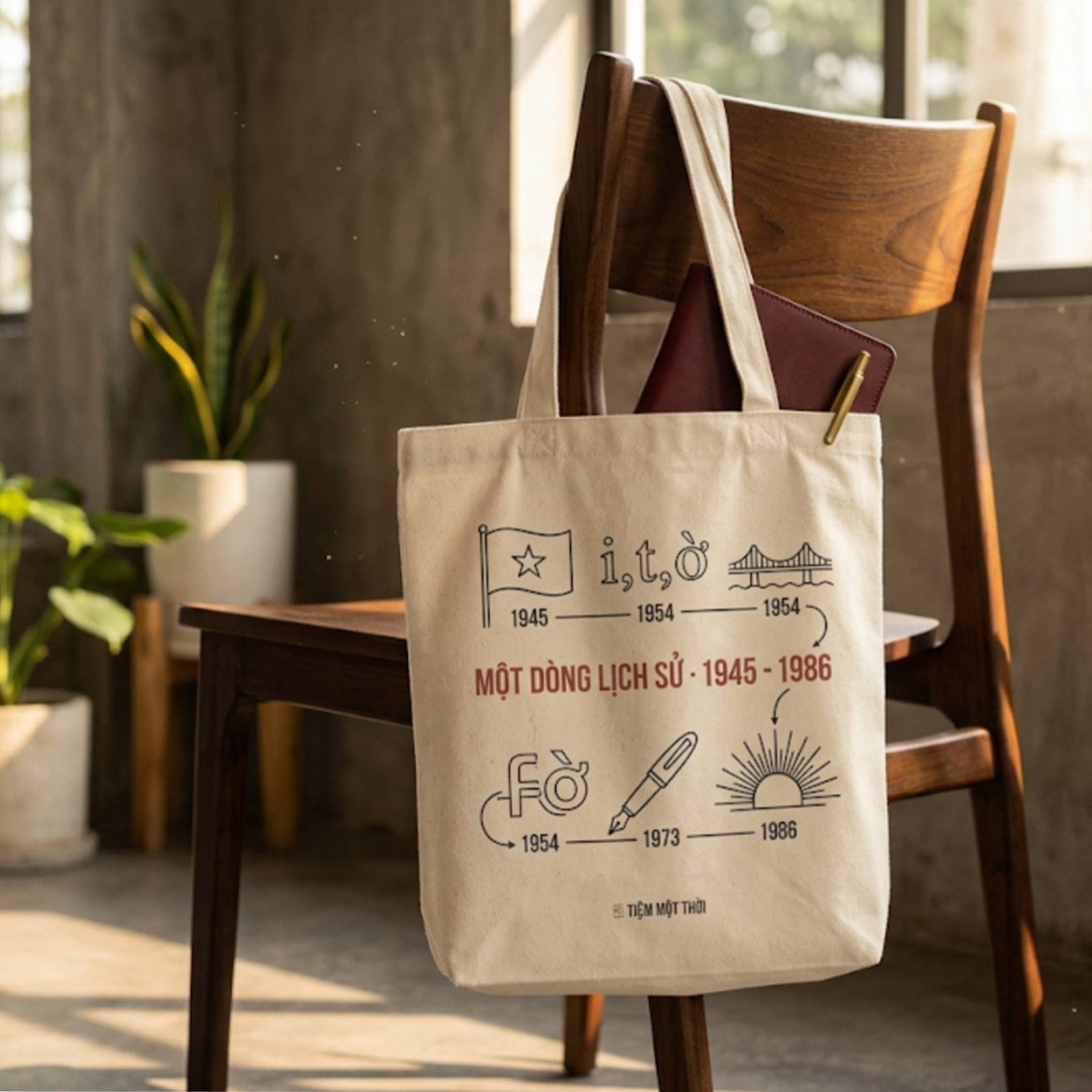Home túi tote “một dòng lịch sử”